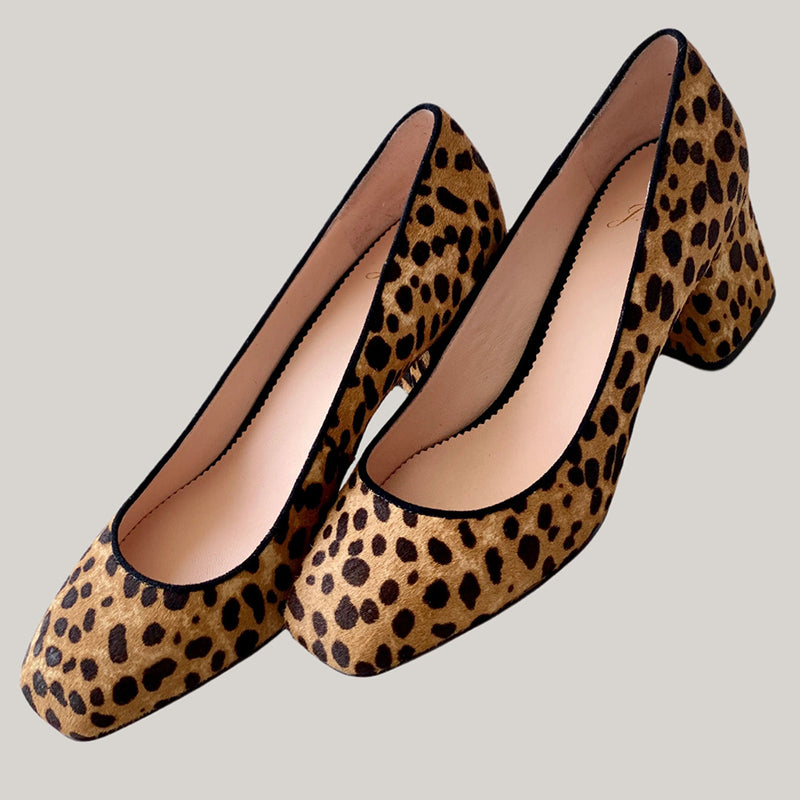 J. CREW LEOPARD PUMP - BLOCK HEEL